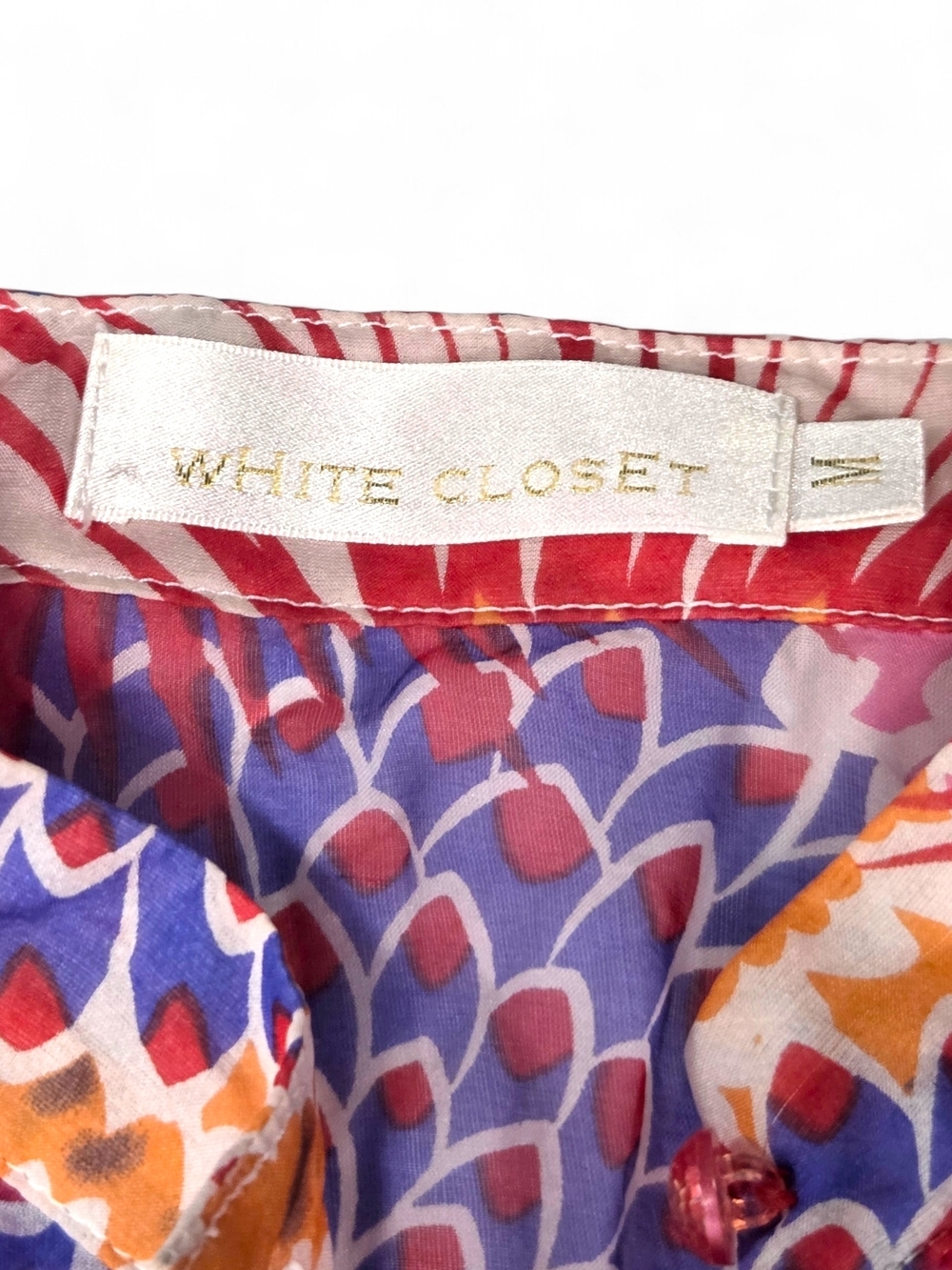 White Closet Silk Cotton Blend Ruffle Peplum Blouse Vibrant Floral Print Medium - Picture 3 of 10